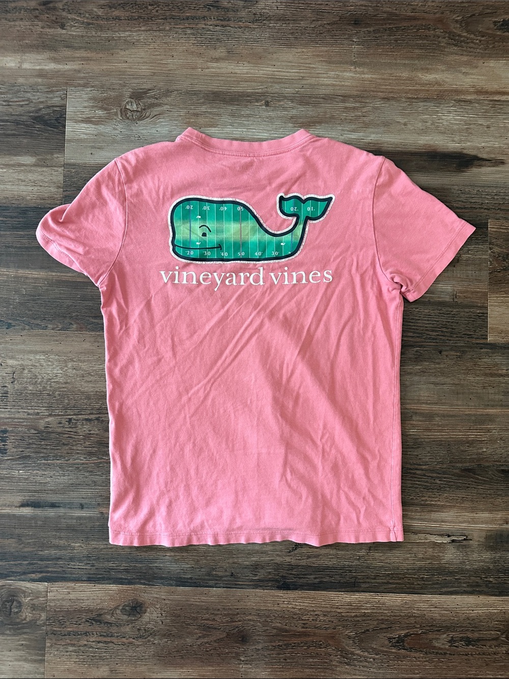 Vineyard Vines Coral Pink Kids Short-Sleeve Tee with Green Whale Graphic